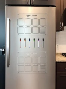 1 件白色/黑色每周待办事项清单磁性冰箱记事板，丙烯酸可擦除备忘板，带磁铁