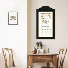 Marco de calendario de pared clásico, gran marco de madera colgador de calendario, soporte de calendario para pared para calendario de 33,97 cm x 60,96 cm, roble (negro) - Negro - Ver 2