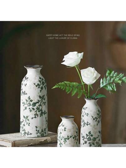 Retro Mini Crackle Ceramic Flower Vase, Single Stem Hydroponic Vase Rustic Bloemen Arrangement, Birthday Graduation Home Room Glass view 3