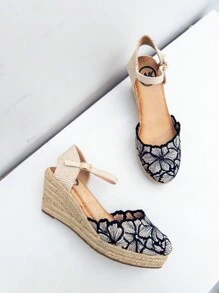 Women's Wedge Espadrilles, With High Platform, New Spring 2025 Collection, With A Very Cute Flower Design For Women, Estimated Delivery 1-3 Business Days (Peninsula) - 黑色 - 查看 4