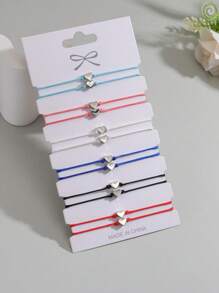 12pcs Minimalist Adjustable Multi-Layer CCB Love Braided Bracelet, Valentine's Day Gift For Women