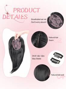 12 英寸黑色发饰 女士长层发饰 合成假发 带刘海的假发 适合稀疏头发的女性 带亮点的纤维假发 女士发夹式刘海假发 适合女孩节日发型 - 彩色 - 查看 4