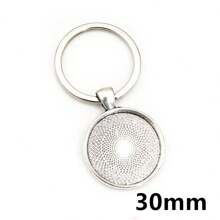 5 件钥匙扣带吊坠边框空白适合 20/25/30 毫米凸圆形底座镶嵌 DIY 钥匙扣钥匙圈配件耗材