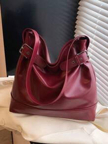 New Large Capacity Fashion Shoulder Bag Soft Tote Bag, Versatile Casual Shopping Bag, Retro Minimalist Shopping Bag With Simple Strap, Suitable For Commuting, College Students, High School Students, Shopping