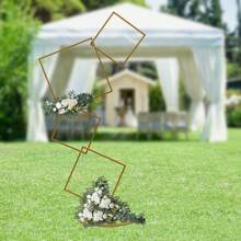 Soporte cuadrado de fondo para boda, marco de flor metálico blanco y dorado desmontable de 4 niveles para fotomatón, decoración del pasillo, decoración de mesa. Regalos de fiesta, decoración de habitación para la novia