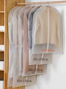 1pc Dust Cover Clothes Household Washable Coat Dust Bag Waterproof Transparent Hanging Clothes Hanging Clothes Hanging Clothes Bag Suit Cover, Dust Bag Clothes Dust Cover Hanging Clothes Hanging Clothes Bag Down Jacket Suit Transparent Clothes Cover Stereoscopic Clothes Dust Cover Cover Set. - Clear - View 6