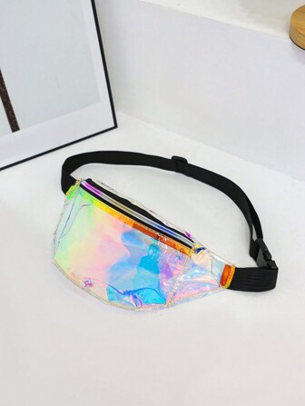 Transparent Iridescent Waterproof Fanny Pack For Women, Beach Waist Pouch Shoulder Crossbody Chest Bag