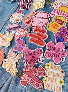 1 Set Of 3/20pcs Positive Energy Quotes Text Embroidery Patches Letters DIY Iron On Patches Sew Polyester Badge Clothing Decoration Accessories Cloth Stickers Suitable For Backpacks, Jeans, Jackets, T-Shirts, Hats, Dresses, Etc