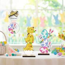 Easter Party Atmosphere Tabletop Standing Decor Plaque - Multicolor - View 4