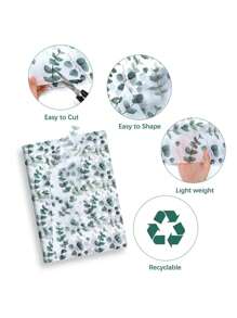 50 tờ/bộ Giấy gói quà họa tiết lá xanh lá cây thanh lịch màu trắng dùng cho tiệc, sinh nhật, đám cưới, trang trí bướm, v.v., Giấy gói quà bên ngoài - Nhiều màu - Xem 7