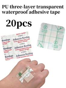 20 件装 PU 防水胶带 方形 透明 透气 手指佩戴 防磨损 脚部无卷边 - 20個 - 查看 1