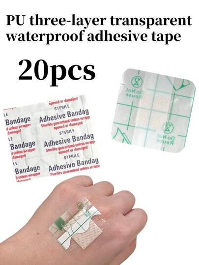 20 件装 PU 防水胶带 方形 透明 透气 手指佩戴 防磨损 脚部无卷边