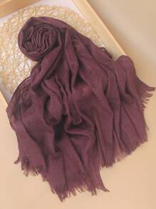 1条纯色粘胶纤维围巾，柔软透气，大尺寸头巾，尺寸为70*39英寸，适合旅行度假防晒，穆斯林女性日常佩戴，可搭配长袍或连衣裙。 - 彩色 - 查看 14