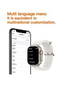 Smartwatch U9 Ultra Plus: Resistente à Água IP68 - Relógio Inteligente da Série 9 para o Estilo Brasileiro - Prata - Visão 4