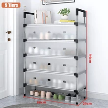 NetHong 4/5/6/7 Tier Cabinet Storage Organiser Shoe Rack Stand Holder W Dust-Proof Cover,Doorway Simple Shoe Rack,Space Saving Storage Rack,Hallway Aisle Entryway Storage Shoe Cabinet,Easy Installation - Black - View 10