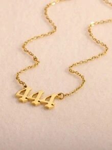 1pc 777 Angel Number Necklace, Women Stainless Steel Simple Chain Pendant Necklace, Christmas Gift - Number - View 7