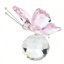 1pc Artificial Crystal Butterfly Figurine With Sphere - Handcrafted Glass Animal Statue, Collectible Decorative Ornament Home Decor Accent For Valentine's Day & Mother's Day Gifts Birthday Graduation