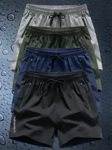 4 件装男士夏季运动短裤，户外休闲透气凉爽健身跑步短裤 - 彩色 - 查看 1