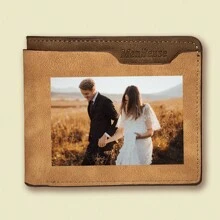 1 pieza Cartera personalizada para hombres, cartera con foto grabada/UV personalizada para hombres, regalos personalizados para hombres, regalo de San Valentín personalizables, 12.4 cm/4.88 pulgadas x 9.9 cm/3.90 pulgadas x 2.5 cm/0.98 pulgadas, 5 espacios para tarjetas, 2 colores marrón claro/marrón oscuro, UV/Color, grabado/blanco y negro, carteras de hombre, cartera para papá, regalos personalizados para hombres, regalos para hombres, novio, prometido, esposo, regalos de San Valentín, cumpleaños, aniversario para papá
