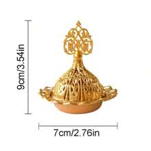 Suport pentru lumânări stil 1buc, aragaz elegant de birou auriu, arzător de tămâie cu tavă metalică, borcan de masă cu difuzor de bețișoare creativ cu accesorii, prins de vise pentru decor de masă, mini arzător de tămâie cu gol de aur, arzător de tămâie din lemn de santal din metal pentru aromaterapie