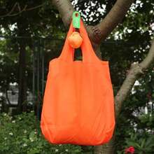 Bolso de compras de algodón elástico con bola redonda, bolso plegable, bolso de hombro portátil reutilizable, bolso plegable con estampado - Negro - Ver 4