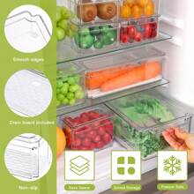 7/8/10pcs Fridge Organizer Bins, Muti-Sizes Clear Fridge Organizer With Lids Stackable Fruit Storage Containers, For Kitchen - Clear - View 10