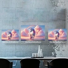 Framed Charming Unicorn & Colorful Clouds Canvas Print  Wall Art For Living Room, Perfect Gift For Birthdays & Holidays, Close-Up Poster, Home Decor, Friend GiftRoom, Living Room, Kitchen, A Festive Touch For Valentine's And New Yea Decor