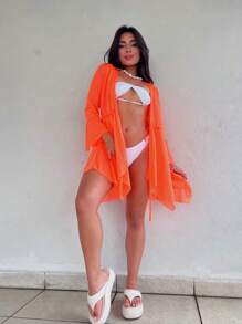 Beachwear Party Women's Fashion. Cover Up /Collection 2025/BEACH COVER UP Summer/Beach/Sunscreen/Travel - 橘色 - 查看 4