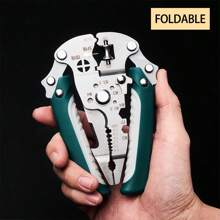 1pc Wire Stripper Forldable, Multifunctional Metal Lock Cutting Sharp Wire Cutting Pliers, Time-Saving Squeegee Tool With Adhesive Handle, Used For Household Appliance Repair, Mechanical Repair, Electrician Wire Cutting, Crimping, Splitting, Winding And More.