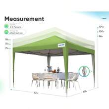 Carpa plegable impermeable de 8x8 con paredes laterales y ventanas enrollables - Verde - Ver 5