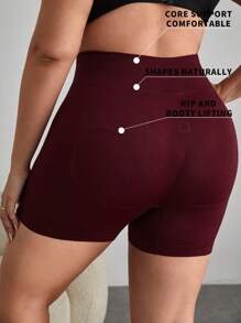 1 件女士腰部塑身无缝塑身裤，收腹，酒红色，加大码 - 酒紅色 - 查看 2