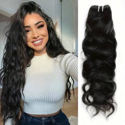 自然波浪束 100% 真人发束 1 件 雷米发束 天然接发 真人发 自然色