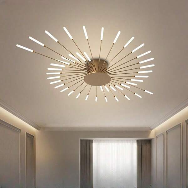 1 Stück LED Pendelleuchte, moderne kreative Dekor Deckenleuchte, 3-Farben-Dimmen für Esszimmer, Villa, Wohnzimmer, Hotellobby, Innenraum Zuhause, Feuerwerk-Stil, ohne Schalter, ohne Fernbedienung