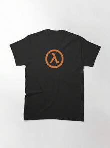 Half Life Lambda Symbol Essential T-Shirt, Women's T-Shirt, 220g Pure Cotton, Casual Short-Sleeved, Perfect For Casual Daily Wear. - 黑色 - 查看 1