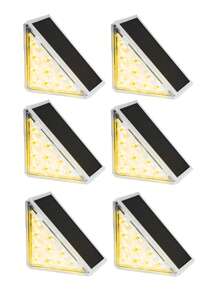 2/6PCS Outdoor Solar Triangle Light, Solar Staircase Light, Solar Landscape Light, 10/13LED IP65 Waterproof Light. Suitable For Courtyard, Villa, Balcony, Garden, Stairs, Streets And Other Outdoor Decorative Atmosphere Lighting., Solar Lights Outdoor
