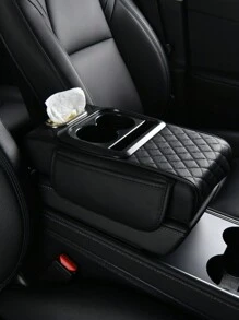 Car Armrest Box, Automotive Armrest Pad, Car Central Armrest Console, Ergonomic Armrest Box, Upgrade Driving Comfort, Wear-Resistant & Easy To Clean, Fit Most Vehicle Models, New Tissue Box Storage With Cup Holder, Layered Storage, Ideal Holiday Gift, Color Options: Black, Grey, Black&Red, Brown, Beige - Multicolor - View 7