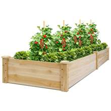 Lifezeal Wooden Vegetable Raised Garden Bed Backyard Patio Grow Flowers Planter - 自然的 - 查看 3