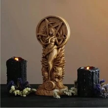 "Mythology Resin Statues Collection - Handcrafted Norse & Viking Gods Figurines, Carved Wood-Effect Odin Freya Thor Sculptures, Ancient Sumerian Altar Decor, Boho Medieval Shelf Display For Pagan/Wiccan Home ( Resin)" - Multicolor - View 6