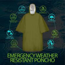 1 Stück Notfall Poncho, Mylar Raumdecke Camping Ausrüstung - behält 90% der Körperwärme Überlebenszubehör Überlebensausrüstung, Camping Bedarf Notfall Decke, wasserdichte Regenjacke, Pfeife, reflektierende Regenjacke