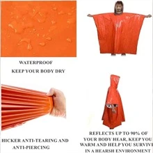 1 Stück Notfall Poncho, Mylar Raumdecke Camping Ausrüstung - behält 90% der Körperwärme Überlebenszubehör Überlebensausrüstung, Camping Bedarf Notfall Decke, wasserdichte Regenjacke, Pfeife, reflektierende Regenjacke
