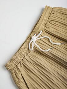 2 Stück/Set Herren lässiges, modisches Outfit mit Kurzarmoberteil und Shorts in Wellentextur-Stoff - Weiss - Übersicht 5