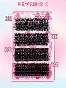 304 piezas D Curl, Kit de Racimos de Pestañas 60D 80D 100D 120D - Kit de Racimos de Pestañas, Kit de Extensión de Pestañas, Pegamento y Sellador, Pincel, Pinzas, Extensiones de Pestañas en Racimos, Kit de Extensión de Pestañas DIY para usar en casa, Pestañas Postizas