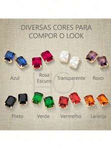 Brinco Rommanel Solitário Com Cristal Diversas Cores - 526984