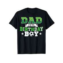 Soccer Dad Birthday Boys Party Family Matching T-Shirt, 100% Cotton, Birthday, Valentine's Day, New Year Gift, Suitable For Men, Women, Family And Friends, Black Casual Short-Sleeve Crew Neck T-Shirt Size S To 3XL - 黑色 - 查看 1