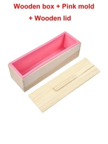 42oz 1.2L Flexible Rectangular Silicone Soap Mold - Easy-Release Wood Box Design For Soap Making, DIY Tool With Construction - Purple And Pink - Multicolor - View 9