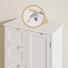 Asofer Freestanding Bathroom Cabinet, White Bathroom Cabinet With Adjustable Shelves And 4 Drawers For Bathroom And Living Room, 30 X 60 X 85 Cm - 白色 - 查看 5