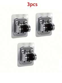 3pcs Easy To Install Adjustable Shower Head Bracket - No Drilling Required, Waterproof ABS Bracket With Hooks, Suitable For Bathroom Accessories Home Bathroom Decor