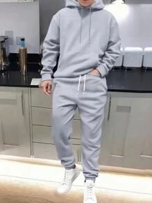 Men's Polyester Hoodie Set - Spring/Autumn Casual Clothing Set - Grey - View 1