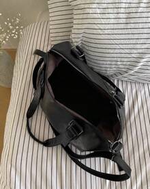 Fashion Cool Portable Travel Bag For Women Large Capacity Handbag Luggage Bag - màu đen - Xem 6