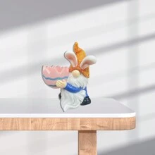 Easter Bunny Gnome Figurines Easter Egg Design Resin Rabbit Gnome Decor For Desktop Home Holiday - Yellow - View 2